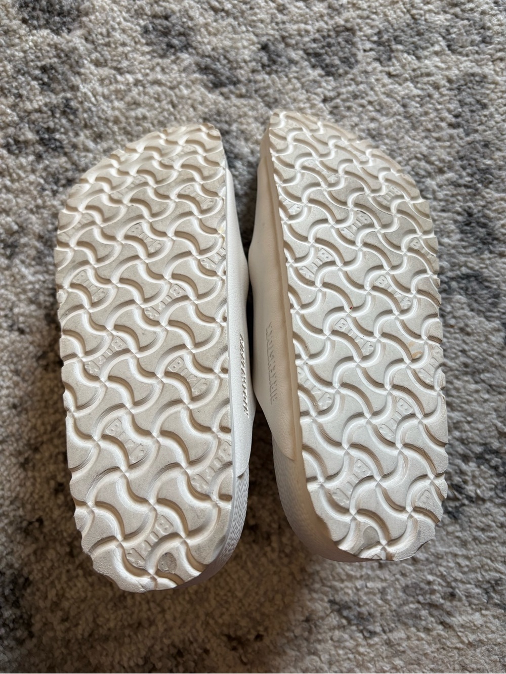Birkenstock White Two-Strap Sandals with Gold Buckles - Picture 3 of 3